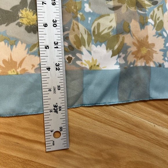 Vintage Womens Light Blue Floral Scarf Polyester Made in Italy 72755 - Picture 7 of 7